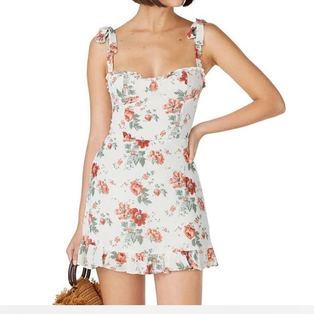 Reformation White Floral Mini Dress
